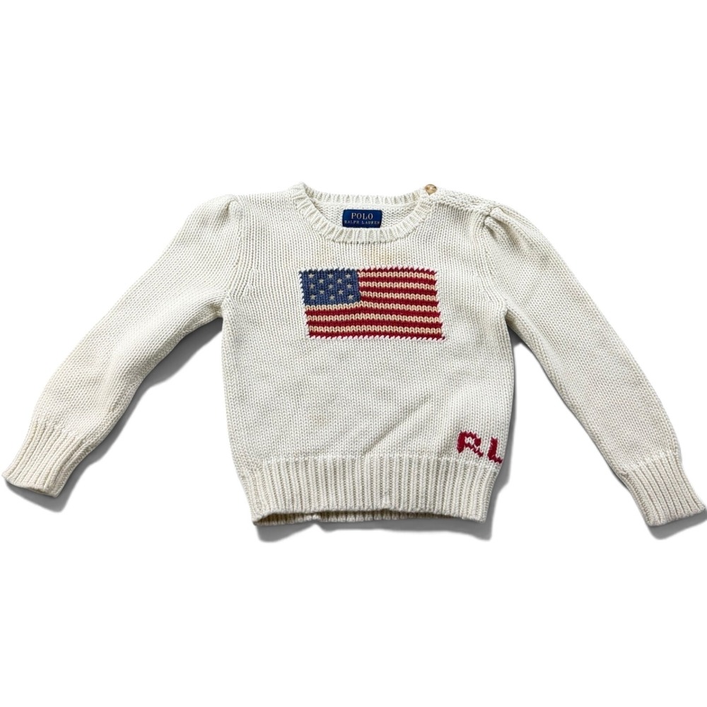 Polo Ralph Lauren Iconic Flag Sweater Unisex Baby & Toddler 3 White American